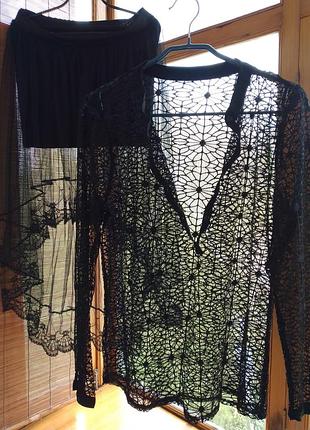 Юбка черная сетка кружево, рубаха, иксс или подростку на хэллоуин, пляж