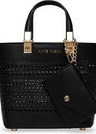 Чорна міні-сумка з перфорацією anne klein