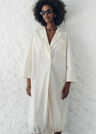 Платье миди оверсайз с подолом баллон zara - xs, s, m, l