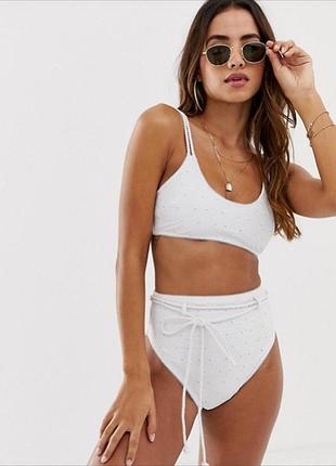 Раздельный белый купальник asos с элементами прошвы