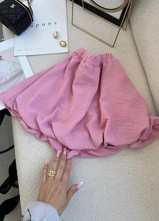 Трендова обʼємна спідниця - шорти міні стильна юбка легка з жатки