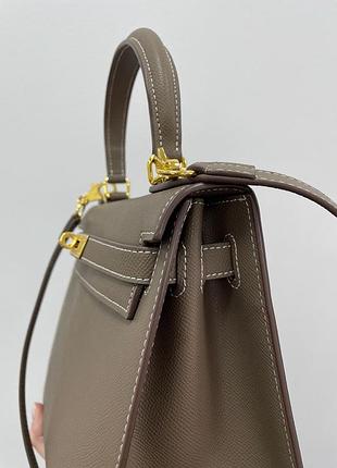 Сумка преміум kelly 25 grey/gold в стилі "hermes"6 фото