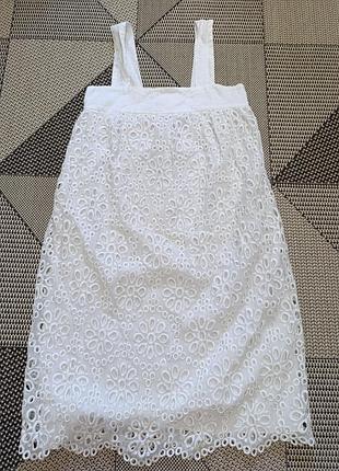 Платье сарафан белый лен кружево zara
