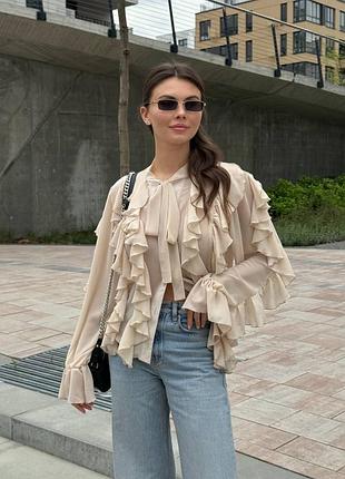 Шифоновая блуза с воланами