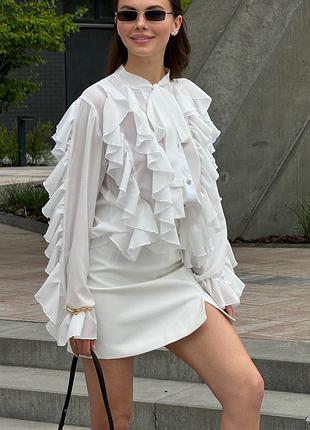 Шифоновая блуза с воланами