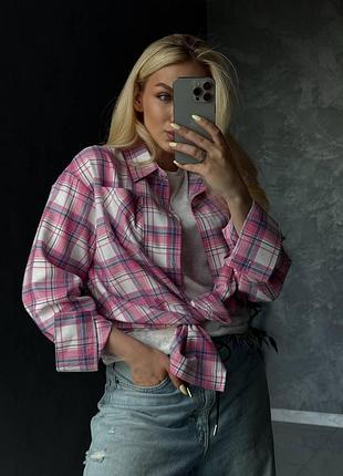 Женская рубашка в клетку в клетку фланель