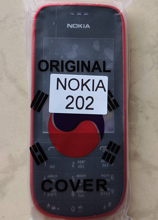 Корпус nokia  202 asha (hq) (красный/черный) -с клавиатурой