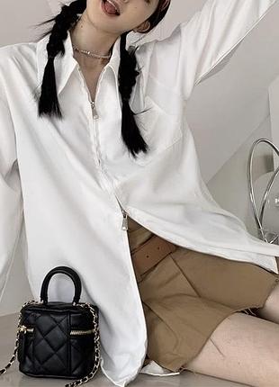 Біла рубашка оверсайз з бавовни