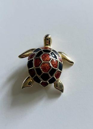 Вінтажна брошка черепашка з емаллю