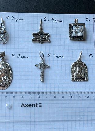 Серебряная подвеска, кулон, крестик 925 проба