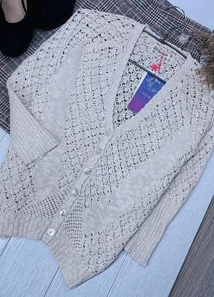 Новий в’язаний кардиган bershka s кардиган ажурний в’язана кофта літня