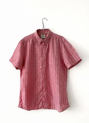Красная рубашка в полоску из смеси льна george