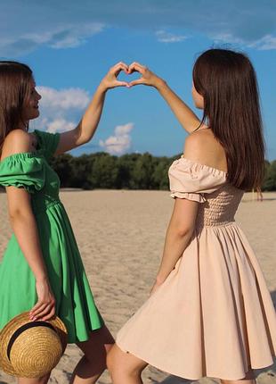 Сукня льон котон колір крем брюле с-м