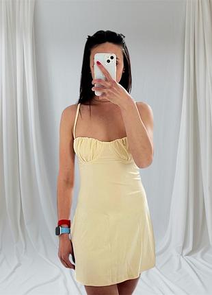 Жіноча коротка літня сукня shein ніжно жовтого кольору