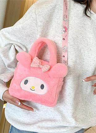 Плюшева сумка sanrio 18×17 см, милий дизайн kuromi (фіолетовий), кросбоді або косметичка