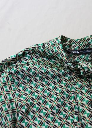 Брендовая атласная блуза новая коллекция от zara геометрический принт от zara7 фото