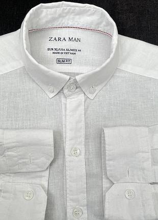 Белая мужская рубашка хлопковая zara р.s/44-46 с длинным рукавом