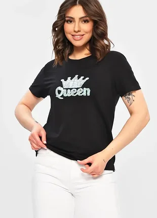 Футболка с пайетками queen