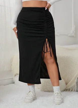 Юбка shein ezwear plus со шнурком и разрезом на бедрах 0xl