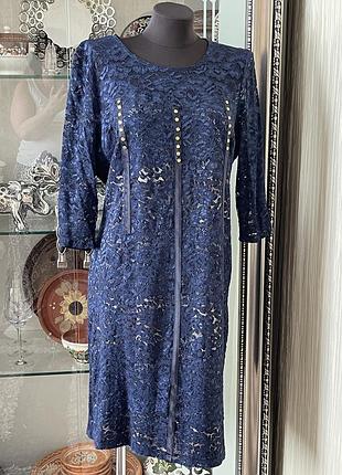 Праздничное вечернее платье кружево с отделкой 48 евро