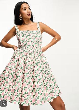 Пышный корсетный цветочный сарафан коттон!