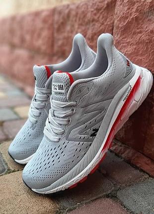 Женские качественные и стильные кроссовки new balance 860 серые с красным