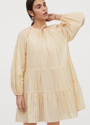 Ярусное хлопковое платье в полоску от h&m