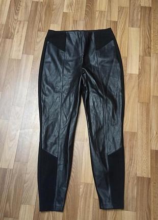 Еластичні брюки скіні типу легінсів 14 розмір спереду екошкіра ззаду трикотаж плотні на демісезон