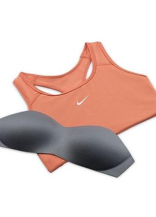 Nike swoosh bra pad-s-топ для спорту цегляного кольору