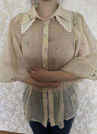 Блуза шифонова з квітковим принтом