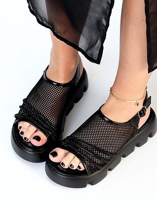 Стильні жіночі босоніжки у чорному кольорі 🤩🔥