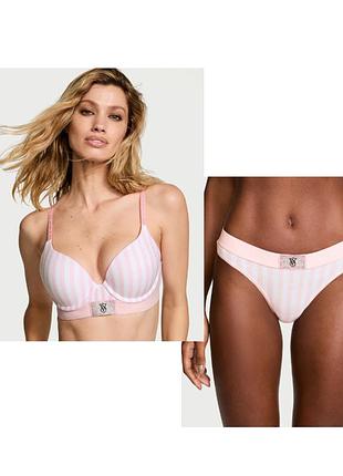 Комплект нижньої спідньої білизни рожевий victorias secret пуш ап 34b s 75b с