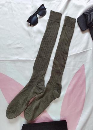 Оливковые теплые длинные носки, гольфы 🫛🫛🫛