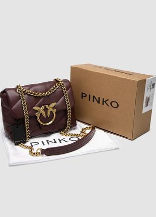 Сумка премиум ❤️ pinko baby love bag puff maxi quilt burgundy/gold