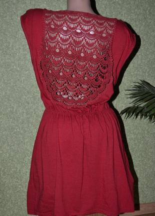 Терракотовое платье - туника с ажурной спинкой1 фото