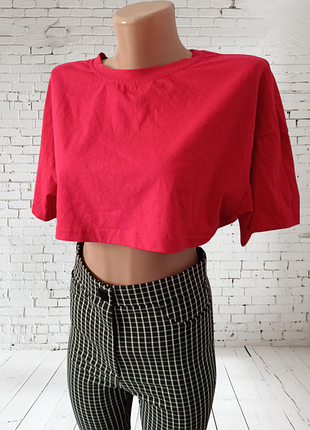 1+1=3 красный кроп топ топик топик оверсайз shein