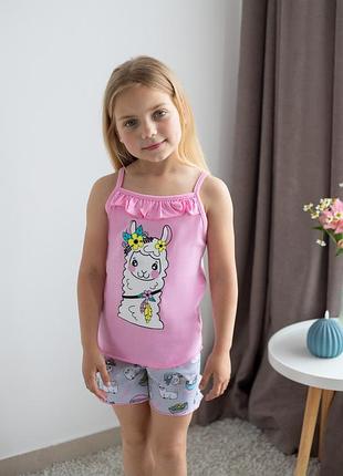 Пижама летняя для девочки кулир майка и шорты