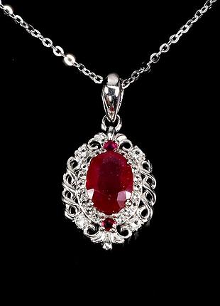 Подвеска серебро 925 натуральный рубин