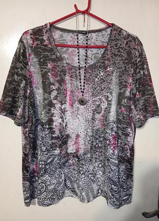 Трикотажная тоненькая блузка-футболка с стразиками большого размера gerry webber