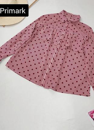 Сорочка жіноча червона у смужку та горох від бренду primark m