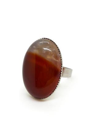 🧡💍эксклюзивное кольцо "овал" натуральный камень полосатый агат