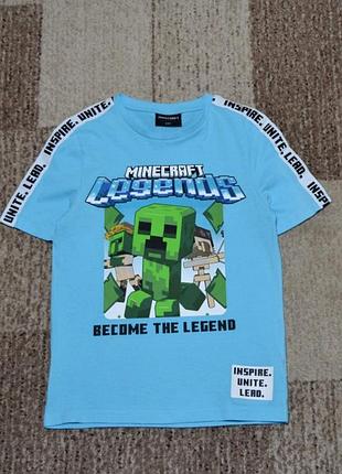 Голубая футболка minecraft mojang на мальчика 6-7 лет