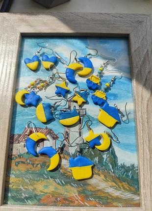 Патриотические серьги из полимерной глины,серьги украины