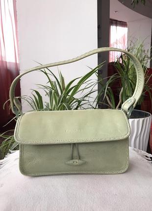 Сумка-багет,шкіряна cole haan-з короткою ручкою,салатова,стильна