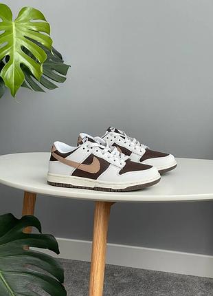 Кроссовки nike dunk low white brown кроссовки