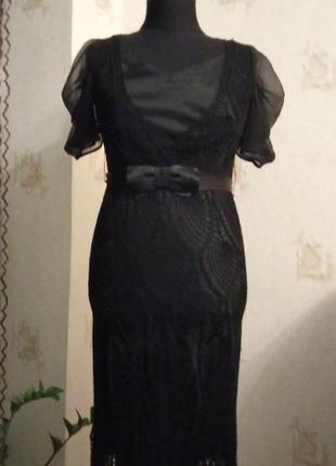 Натуральное нарядное кружевное вязаное платье, вискоза, ажур, премиум качество1 фото