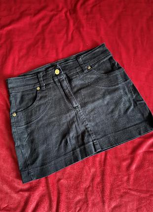 Темно синяя мини юбка