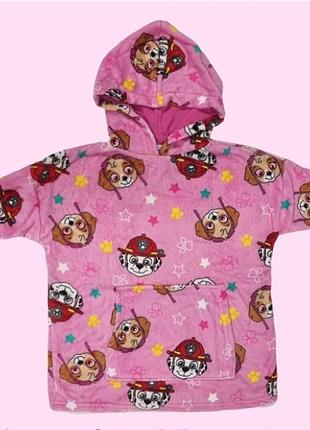 Толстовка плед худи с капюшоном paw patrol для детей, флисовая, большого размера, для девочек