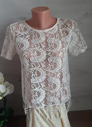 Красная кремовая кофта футболка сетка ажурная george стан нового пляж купальник топ корсет