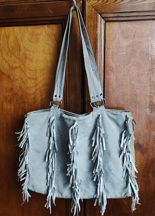 Сумка замшева з бахромою, ручна робота.
